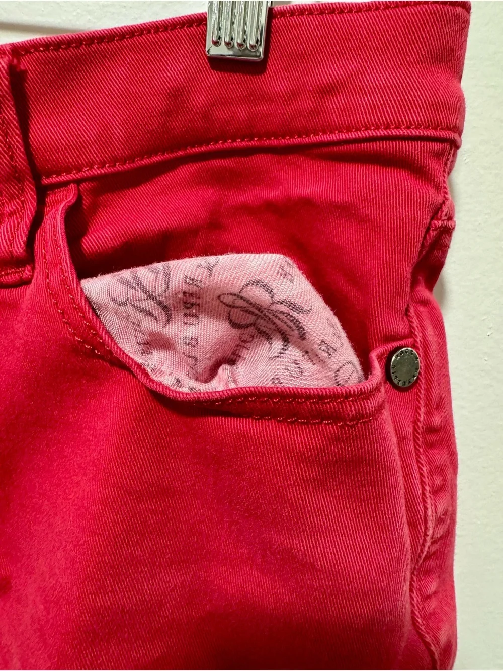 Rock & Republic Red Frayed Hem Denim Shorts Size 12 Cherry Red Raw Hem
